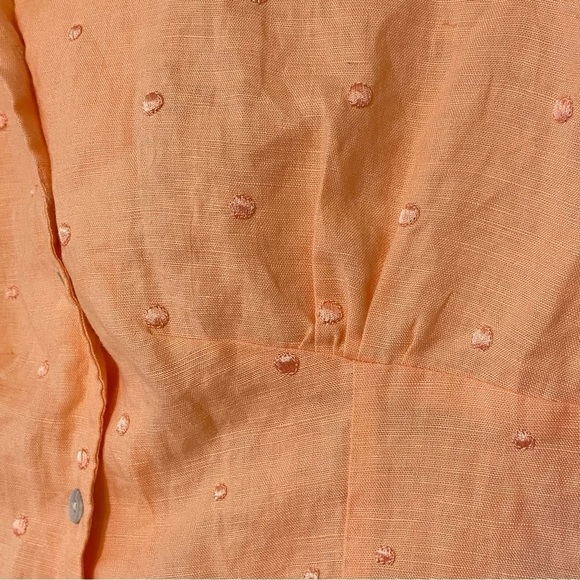 Richard Malcom Irish Linen Button Down Blouse Peach Sz Small - Picture 7 of 9